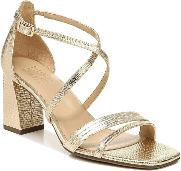 Naturalizer Tiff H7295L2 Sandal Women's US 9 Gold Leather Block Heel TZP400