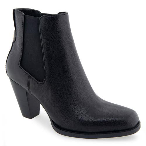 Aerosoles Lido Boots Women's Black Leather Block Heel Ankle Bootie TZP380