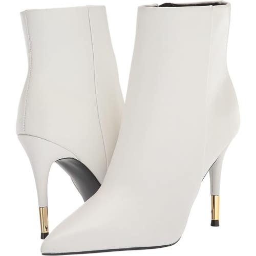 Nine West Bolana Boots Women's 6 White Leather Pointed Toe Ankle Bootie TZP376