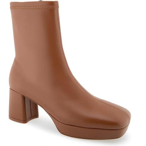 Aerosoles Sussex Boots Women's US 8.5 Brown Faux Leather Ankle Bootie TZP390