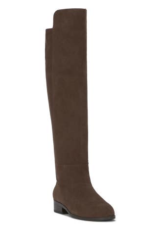 Lucky Brand Calypso Women's US 6.5 Brown Suede Pull On Over The Knee Boot TZP418