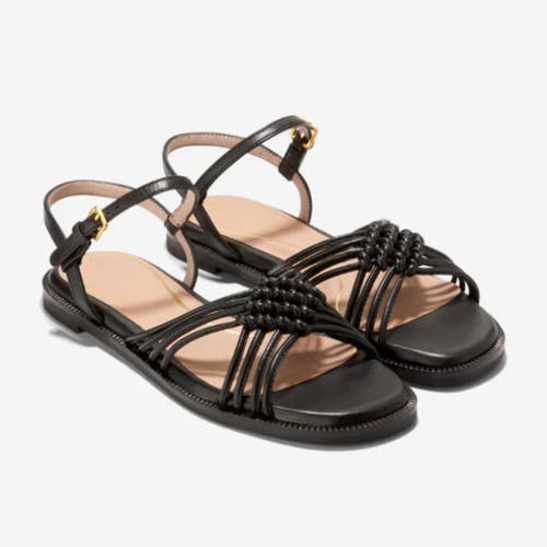 Cole Haan Jitney Knot W29544 Sandal Women's 8.5 Black Leather Ankle Strap TZP293