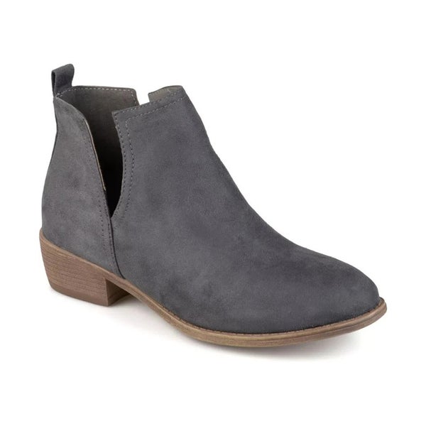 Journee Collection Rimi Boots Women's US 7.5 Gray Faux Suede Ankle Bootie TZP401