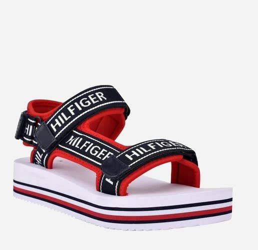 Tommy Hilfiger Nurii Sandal Women's US 9 Red Multi Adjustable Ankle Strap TZP391