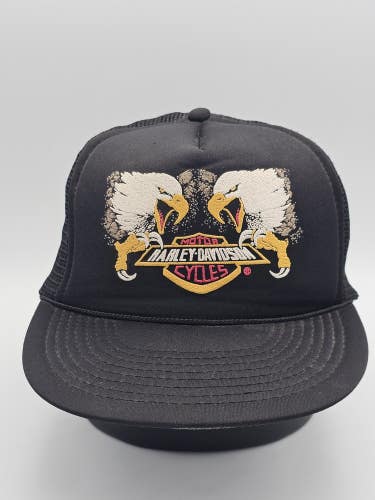 Vintage Harley Davidson Screaming Eagles Black Mesh HD Trucker Hat Cap Snapback