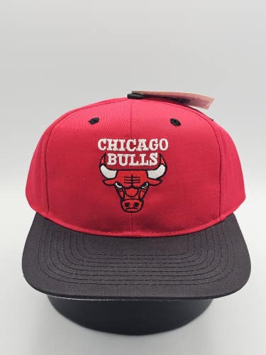 NEW Vintage Chicago Bulls NBA Sports Twill Plain Logo Hat Cap Vtg Red Snapback