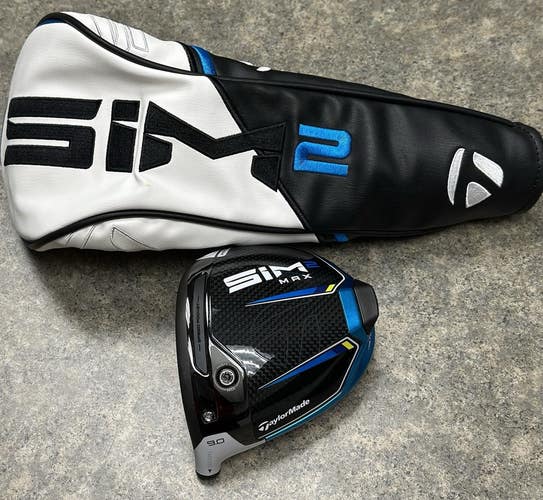 TaylorMade SIM2 MAX Driver LEFT Hand 9* LH Head Only w/ Headcover MINT!