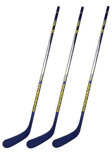Canadian Buffalo Blue 1-Piece Wood Hockey Sticks, Senior | 70 Flex, P92 | 3 Pack