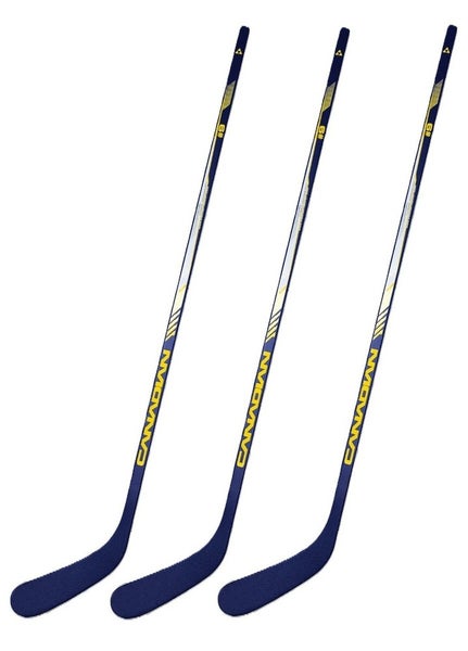 Canadian Buffalo Blue 1-Piece Wood Hockey Sticks, Senior | 70 Flex, P92 | 3 Pack