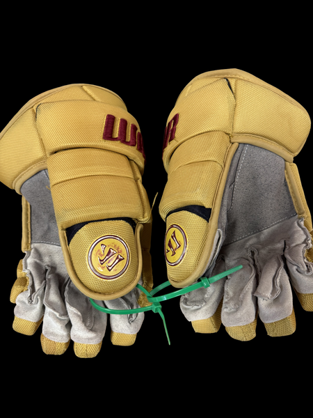13" Warrior Alpha Pro Gloves (Used). Gold and Maroon -1