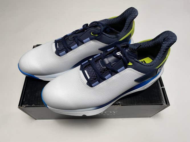 FootJoy Pro / SLX Golf Shoes White Blue Yellow Men's SZ 10 (56914)