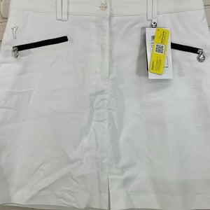 Golfino Tech Stretch Golf Skort Zipper Pocket UV Protection Womens Size 40 White