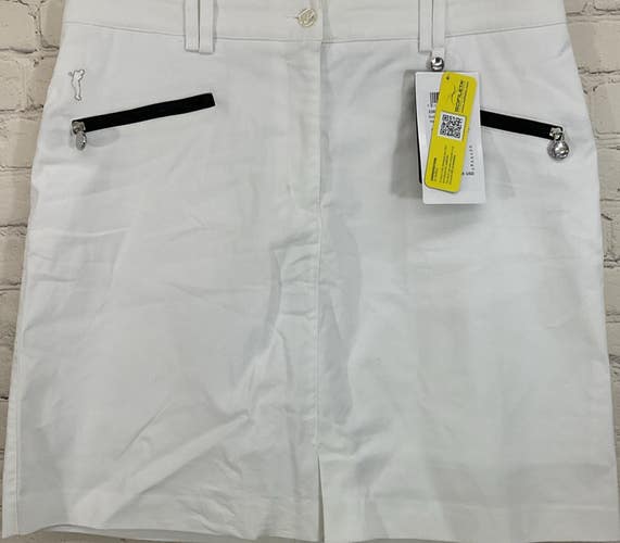 Golfino Tech Stretch Golf Skort Zipper Pocket UV Protection Womens Size 40 White