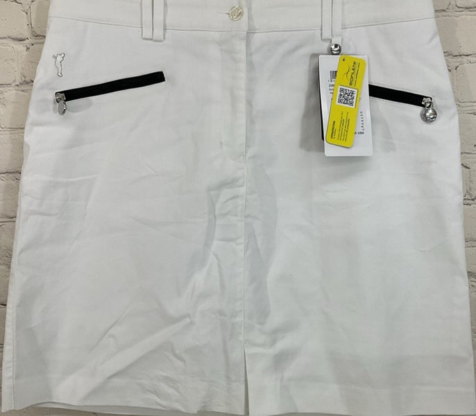 Golfino Tech Stretch Golf Skort Zipper Pocket UV Protection Womens Size 40 White