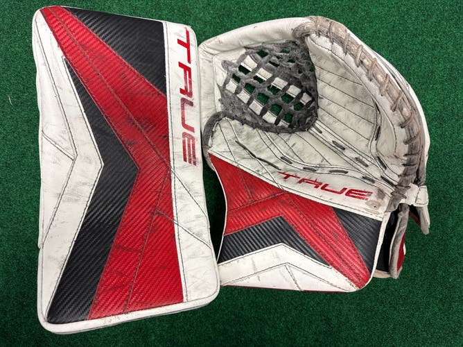 Red & Black Senior True Catalyst PX3 Goalie Glove & Blocker Set Regular Pro Stock (Used)