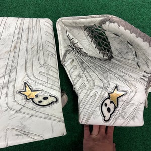 White Intermediate Brian's OPTIK 9.0 Goalie Glove & Blocker Set Regular (Used)