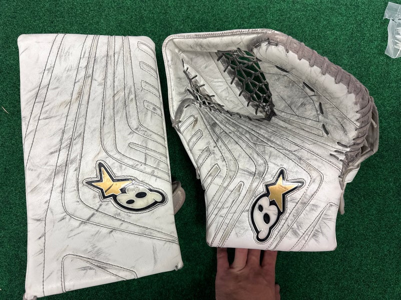 White Intermediate Brian's OPTIK 9.0 Goalie Glove & Blocker Set Regular (Used)