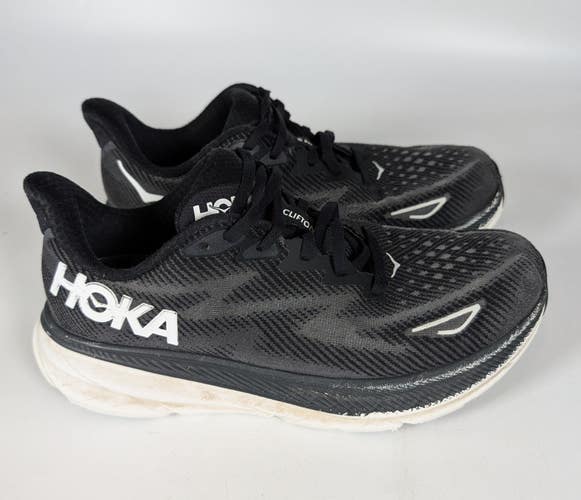 Hoka One One Women Clifton 9 1132211 BWHT Black Running Shoes Size 9.5 D