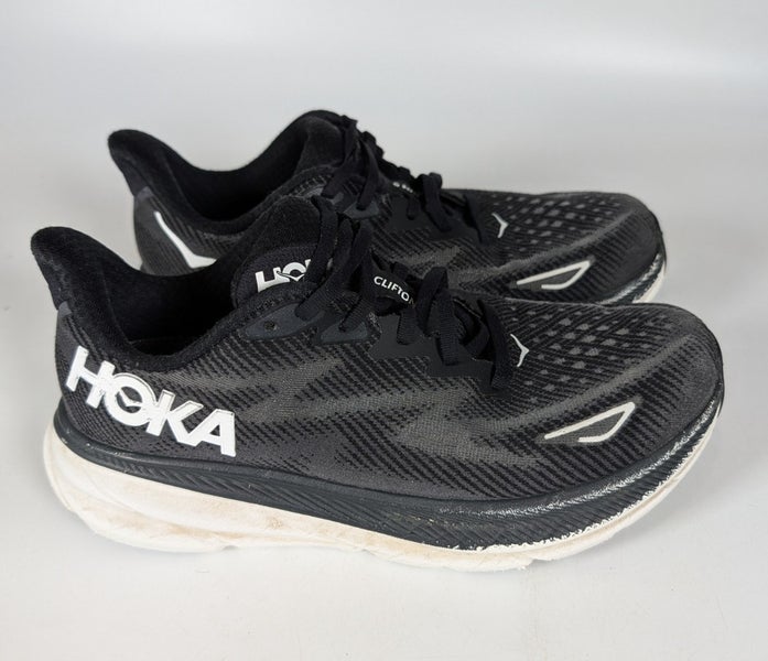 Hoka One One Women Clifton 9 1132211 BWHT Black Running Shoes Size 9.5 D