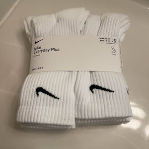 Nike Everyday Plus Socks - 6 Pack Crew White (Size M)