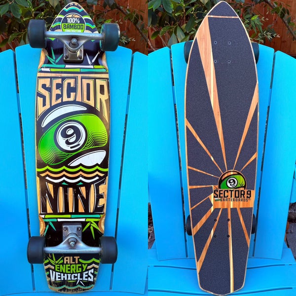 SECTOR 9 “ALT ENERGY VEHICLES” 100% BAMBOO COMPLETE SKATEBOARD 35.5 CUSTOM GRIP