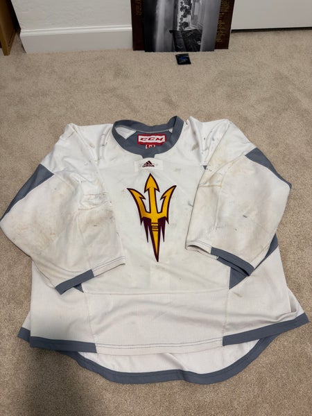 ASU (Arizona State) White Goalie Cut Men's CCM Practice Jersey (Used)