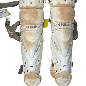 Used All Star PAIGE HALSTEAD SHINS Catchers Leg Guards White Youth 11835-S000199131