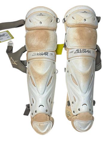 Used All Star PAIGE HALSTEAD SHINS Catchers Leg Guards White Youth 11835-S000199131