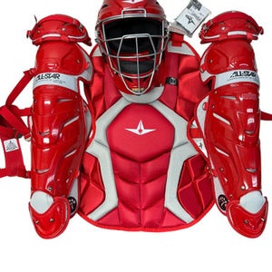 Used All Star SYSTEM 7 Catchers Chest Protector Grey And Red Adult 11835-S000200132