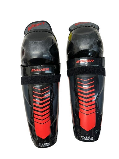 Used Bauer LIL SPORT Junior Shin Guards Black 11" 11835-S000200341