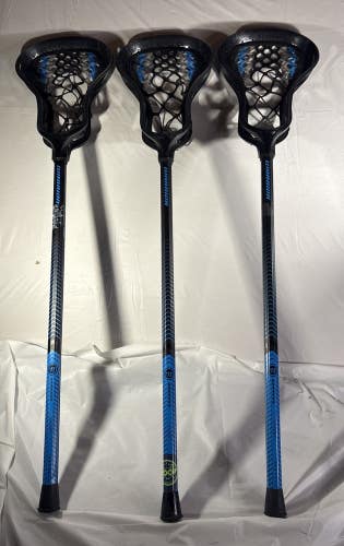 Lot Of 3 Warrior Evo Warp Jr /Mini Complete Lacrosse Stick  35 Inch Total Length