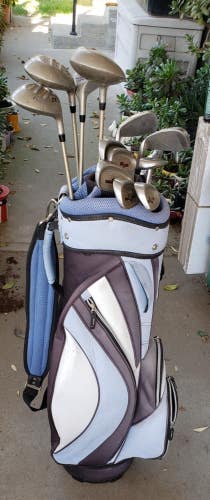 FULL SET WOMEN'S 14 PIECE GOLF SET ALL WILSON 4 WOODS 9 IRONS PUTTER CART BAG