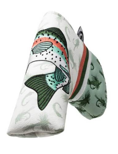 Pins & Aces Trout Blade Putter Headcover (White/Green) Golf 2025 NEW