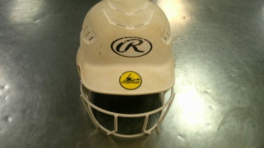 Used Rawlings HELMET Batting Helmet w/Mask White SM 11868-S000066373