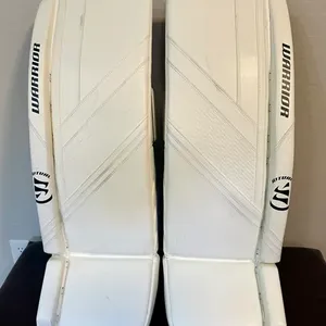 Warrior Ritual G6 E+ Senior Goalie Leg Pads - 33" +1.5, White - Pixallo.store (READ DESCRIPTION)