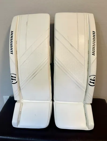 Warrior Ritual G6 E+ Senior Goalie Leg Pads - 33" +1.5, White - Pixallo.store (READ DESCRIPTION)