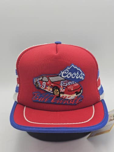 Vintage Bill Elliott 3 Stripe Coors Beer Racing Promo Nascar Mesh Hat Snapback
