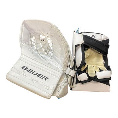 Used Bauer PRODEGY GLOVE AND BLOCKER Inter Goalie Catcher White 11375-C000368697