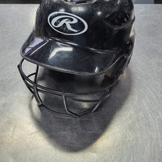 Used Rawlings BATTING HELMET WITH MASK Batting Helmet w/Mask Black One Size 11497-S000153452