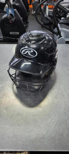 Used Rawlings BATTING HELMET WITH MASK Batting Helmet w/Mask Black One Size 11497-S000153452