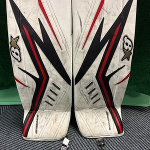White & Black Intermediate Brian's Optik X2 Goalie Leg Pads (Used) | 30”+1”
