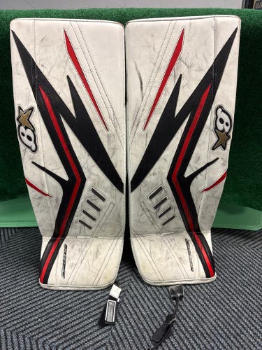 White & Black Intermediate Brian's Optik X2 Goalie Leg Pads (Used) | 30”+1”