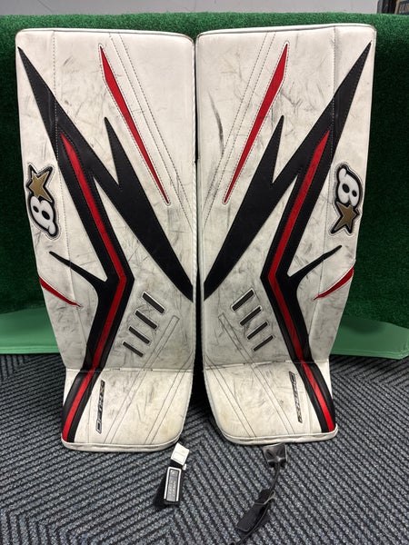 White & Black Intermediate Brian's Optik X2 Goalie Leg Pads (Used) | 30”+1”