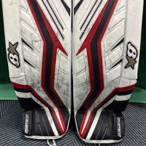 White & Black/Red Intermediate Brian's GNETik X5 Goalie Leg Pads (Used) | 32” + 1”