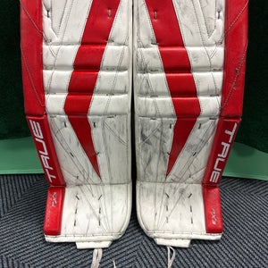 Red & White Senior True Catalyst PX3 Custom Pro Goalie Leg Pads (Used) | 33" +2"