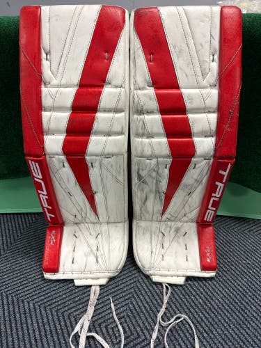 Red & White Senior True Catalyst PX3 Custom Pro Goalie Leg Pads (Used) | 33" +2"