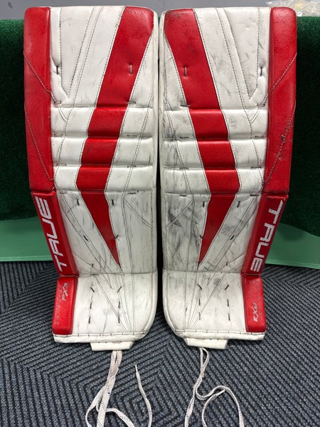 Red & White Senior True Catalyst PX3 Custom Pro Goalie Leg Pads (Used) | 33" +2"