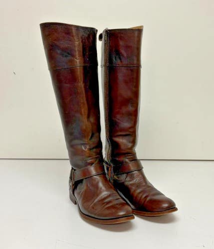 Frye Melissa Harness Tall Brown Leather Riding Boots US Women's 10 B GREAT