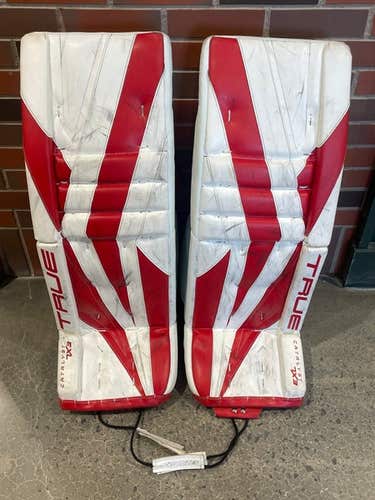 Red 34" Senior True Catalyst 7X3 Goalie Leg Pads (Used) - Pixallo.store (READ DESCRIPTION)