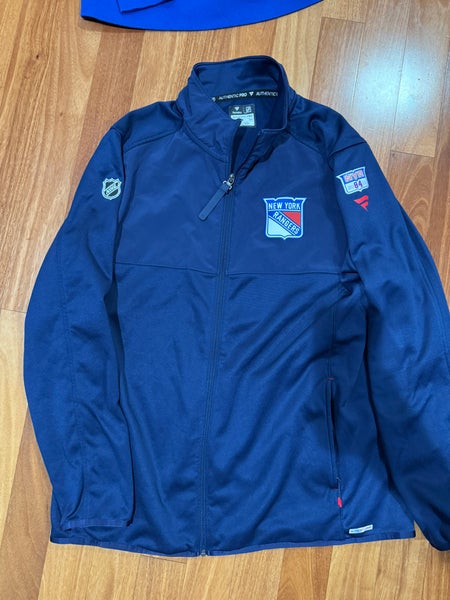 Adam Edstrom 84 New York Rangers Fanatics Authentic Pro Full Zip Jacket Player Used XL